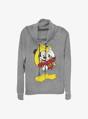 Disney Mickey Mouse Firefighter Cowl Neck Long-Sleeve Womens Top