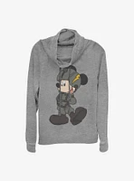 Disney Mickey Mouse Jet Pilot Cowl Neck Long-Sleeve Womens Top