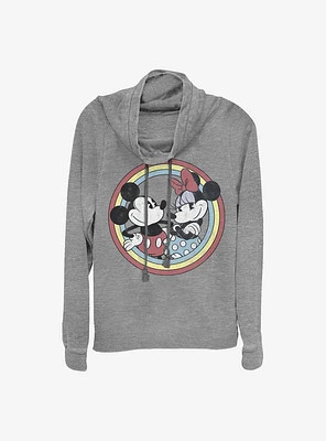 Disney Mickey Mouse Minnie Circle Cowl Neck Long-Sleeve Womens Top