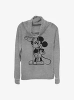 Disney Mickey Mouse Pose Cowl Neck Long-Sleeve Womens Top