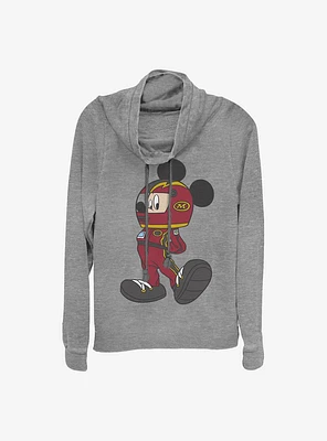 Disney Mickey Mouse Racecar Driver Cowl Neck Long-Sleeve Womens Top