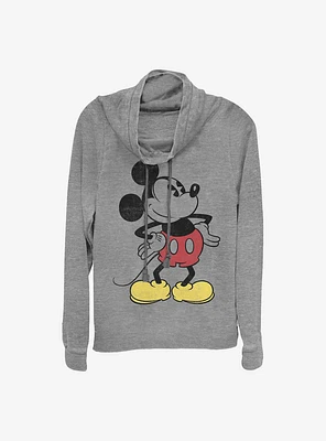 Disney Mickey Mouse Classic Vintage Cowl Neck Long-Sleeve Womens Top