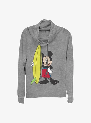 Disney Mickey Mouse Surf Cowl Neck Long-Sleeve Womens Top