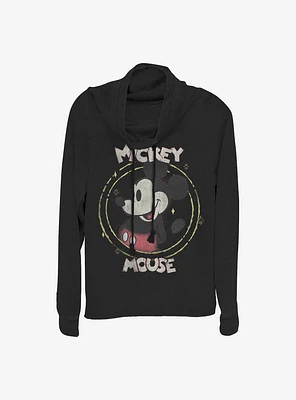 Disney Mickey Mouse Happy Cowl Neck Long-Sleeve Womens Top