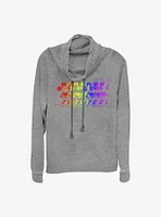 Disney Mickey Mouse Rainbow Cowl Neck Long-Sleeve Womens Top