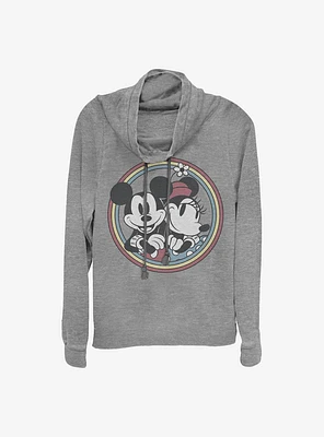 Disney Mickey Mouse Retro Minnie Cowl Neck Long-Sleeve Womens Top