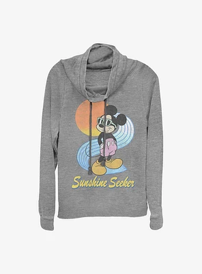 Disney Mickey Mouse Sunshine Seeker Cowl Neck Long-Sleeve Womens Top