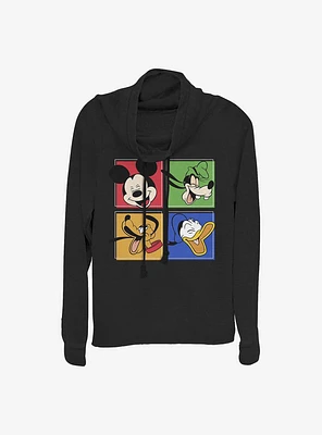 Disney Mickey Mouse And Friends Cowl Neck Long-Sleeve Womens Top