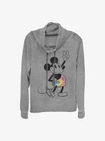 Disney Mickey Mouse Tie Dye Cowl Neck Long-Sleeve Womens Top