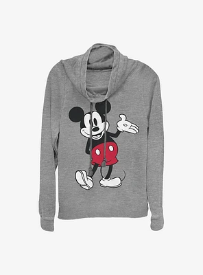 Disney Mickey Mouse World Famous Cowl Neck Long-Sleeve Womens Top