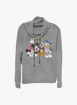 Disney Mickey Mouse Group Cowl Neck Long-Sleeve Womens Top