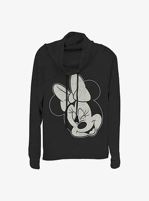 Disney Minnie Mouse Wink Cowl Neck Long-Sleeve Womens Top
