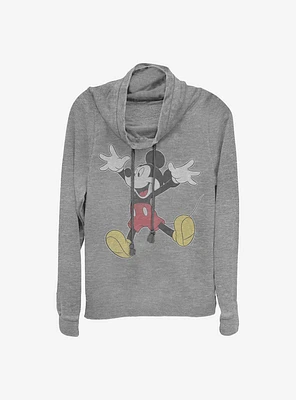 Disney Mickey Mouse Jump Cowl Neck Long-Sleeve Womens Top
