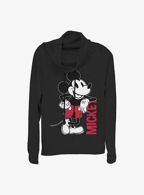 Disney Mickey Mouse Leaning Cowl Neck Long-Sleeve Womens Top