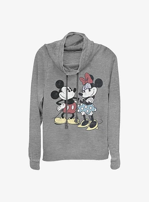 Disney Mickey Mouse Minnie Retro Cowl Neck Long-Sleeve Womens Top