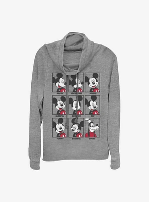 Disney Mickey Mouse Mood Cowl Neck Long-Sleeve Womens Top