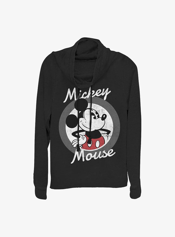 Disney Mickey Mouse 28 Cowl Neck Long-Sleeve Womens Top