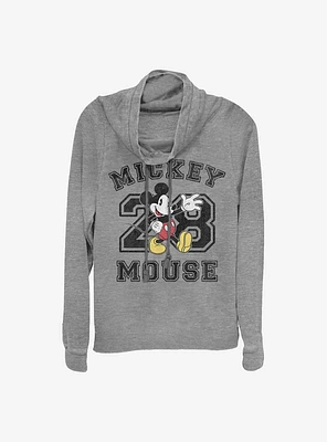 Disney Mickey Mouse Collegiate Cowl Neck Long-Sleeve Womens Top