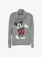 Disney Mickey Mouse Poly Cowl Neck Long-Sleeve Womens Top