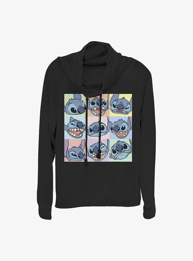 Disney Lilo And Stitch Box Up Cowl Neck Long-Sleeve Womens Top