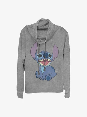 Disney Lilo And Stitch Basic Happy Cowl Neck Long-Sleeve Womens Top