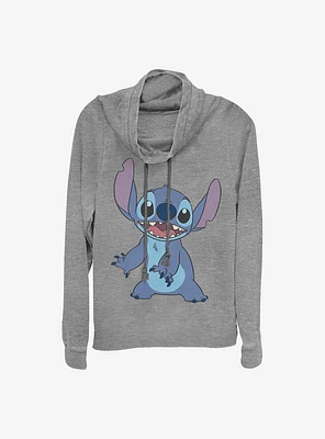 Disney Lilo And Stitch Basic Cowl Neck Long-Sleeve Womens Top