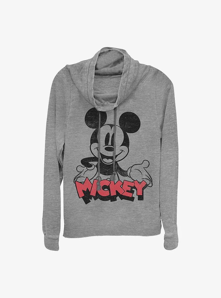 Disney Mickey Mouse Oh Boy Cowl Neck Long-Sleeve Womens Top