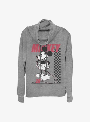 Disney Mickey Mouse Skate Twenty Eight Cowl Neck Long-Sleeve Womens Top