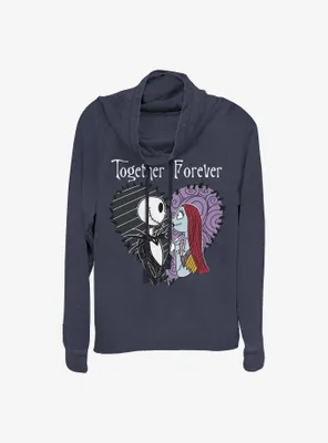 Disney The Nightmare Before Christmas Together Forever Cowl Neck Long-Sleeve Womens Top