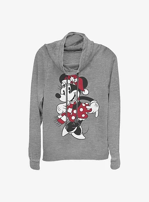 Disney Minnie Mouse Hat Cowl Neck Long-Sleeve Womens Top