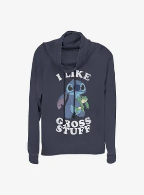 Disney Lilo And Stitch I Like Gross Stuff Cowl Neck Long-Sleeve Womens Top