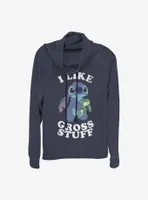 Disney Lilo And Stitch I Like Gross Stuff Cowl Neck Long-Sleeve Womens Top