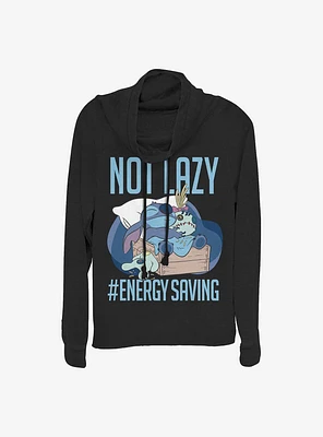 Disney Lilo And Stitch Lazy Energy Cowl Neck Long-Sleeve Womens Top