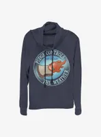 Disney Lilo And Stitch Pudge Weather Cowl Neck Long-Sleeve Womens Top