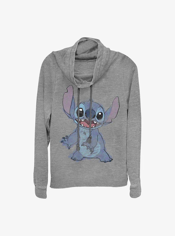 Disney Lilo And Stitch Sketchy Cowl Neck Long-Sleeve Womens Top