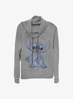Disney Lilo And Stitch Sketchy Cowl Neck Long-Sleeve Womens Top