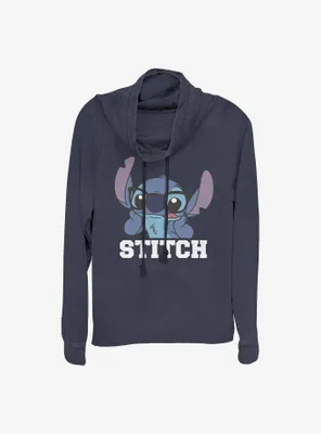 Disney Lilo And Stitch Nerdy Cowl Neck Long-Sleeve Womens Top