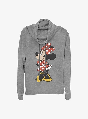 Disney Minnie Mouse Traditional Cowl Neck Long-Sleeve Womens Top