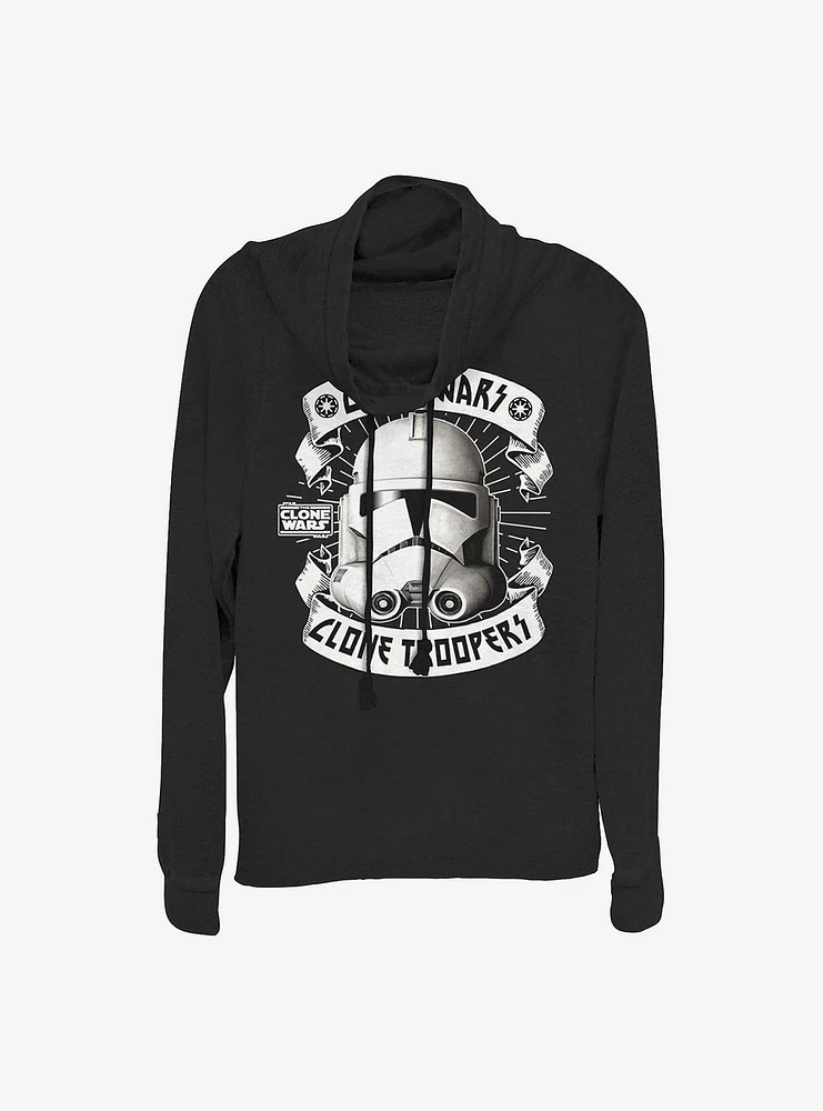 Star Wars: Clone Wars Banner Trooper Cowl Neck Long-Sleeve Womens Top