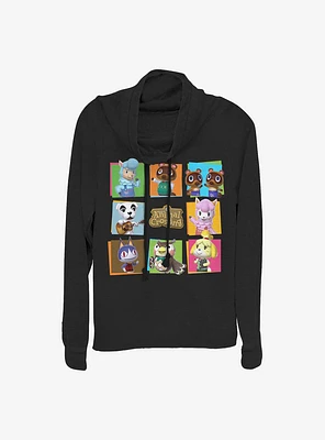 Animal Crossing Character Box Up Cowl Neck Long-Sleeve Womens Top
