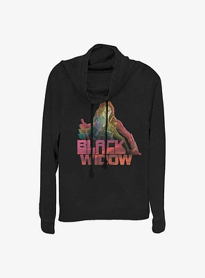 Marvel Black Widow Cowl Neck Long-Sleeve Womens Top