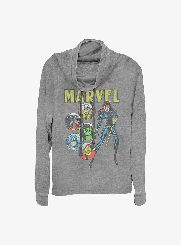 Marvel Avengers Retro Cowl Neck Long-Sleeve Womens Top