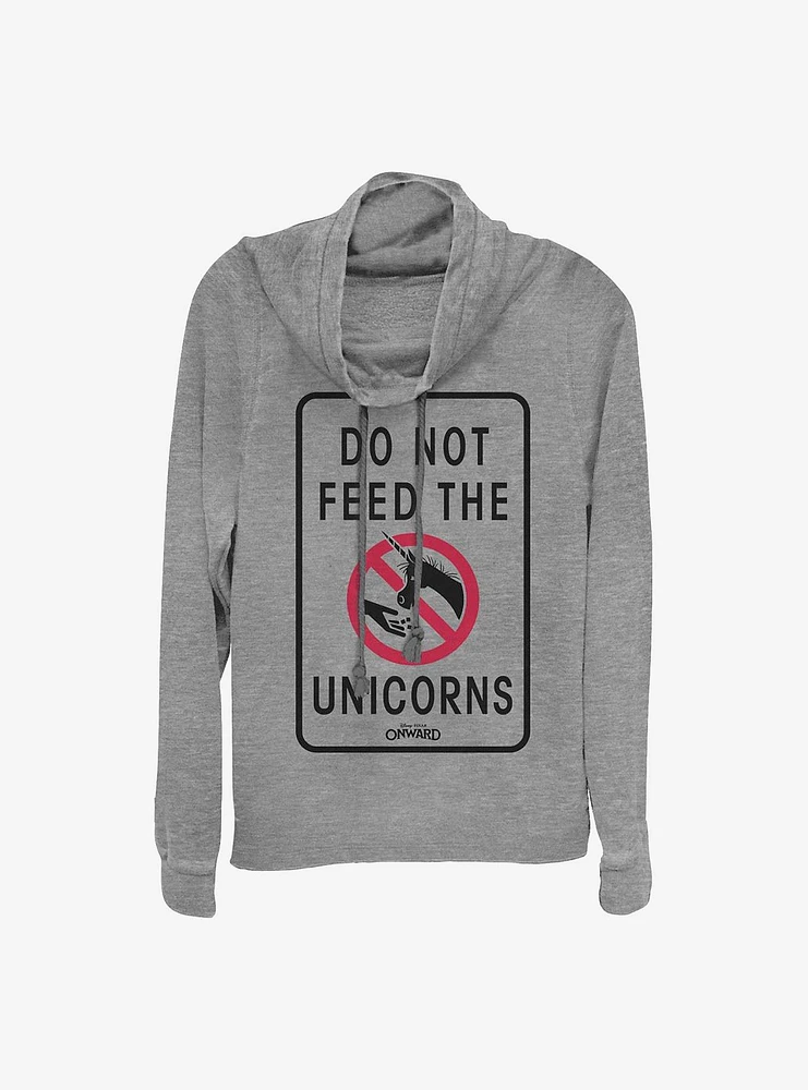 Disney Pixar Onward Don't Feed The Unicorns Cowl Neck Long-Sleeve Womens Top