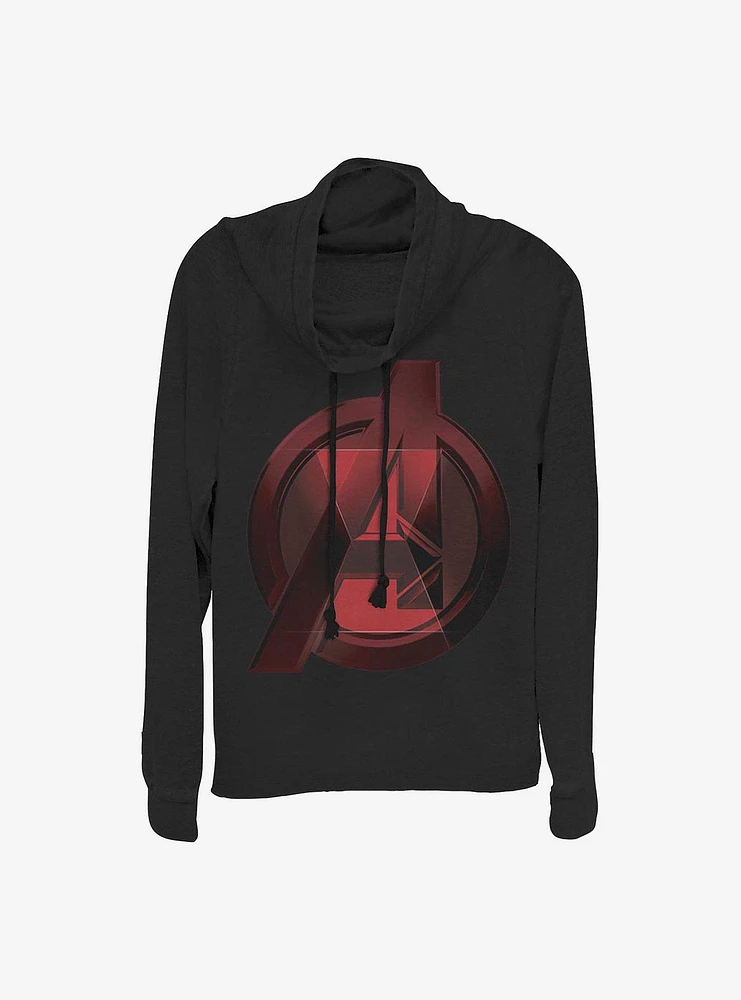 Marvel Black Widow Avenger Logo Cowl Neck Long-Sleeve Womens Top