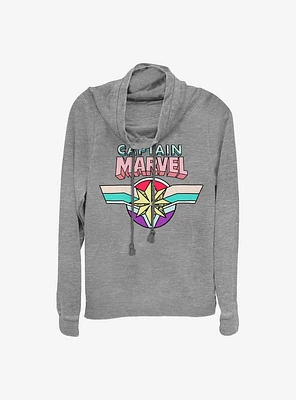 Marvel Captain Logo  Cowl Neck Long-Sleeve Womens Top