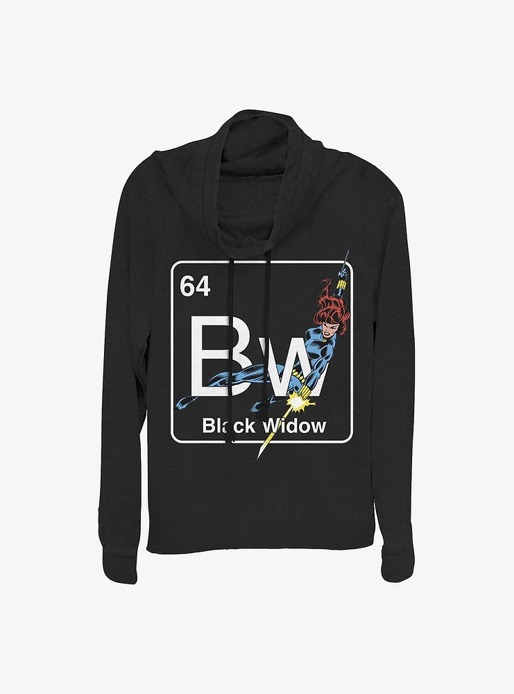 Marvel Black Widow Periodic Cowl Neck Long-Sleeve Womens Top