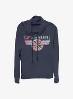 Marvel Captain Tie Dye Cowl Neck Long-Sleeve Womens Top