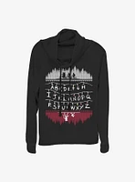 Stranger Things Alphabet Lights Cowl Neck Long-Sleeve Womens Top