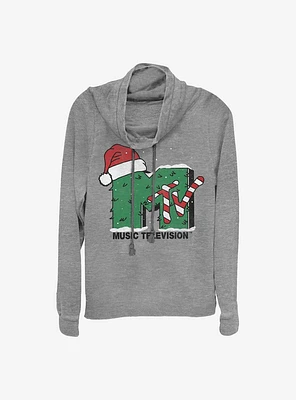 MTV Holiday Cowl Neck Long-Sleeve Womens Top