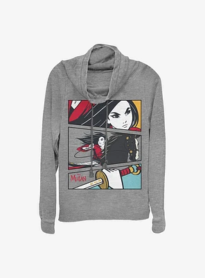 Disney Mulan Action Panels Cowl Neck Long-Sleeve Womens Top